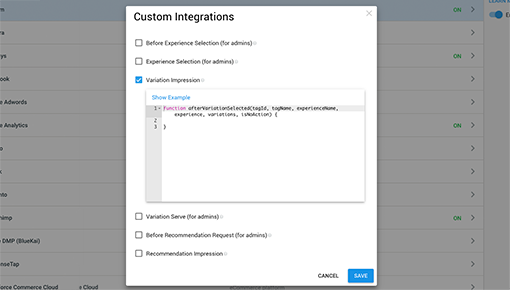 Dynamic Yield and Adobe Analytics integration screenshot 1