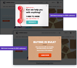 Ofrecer popups personalizados de Intención de Salida basados en la cuenta