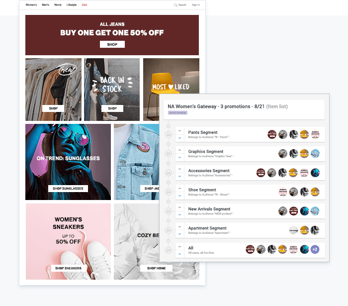 Motivar a los visitantes a navegar por más productos utilizando las páginas principales personalizadas