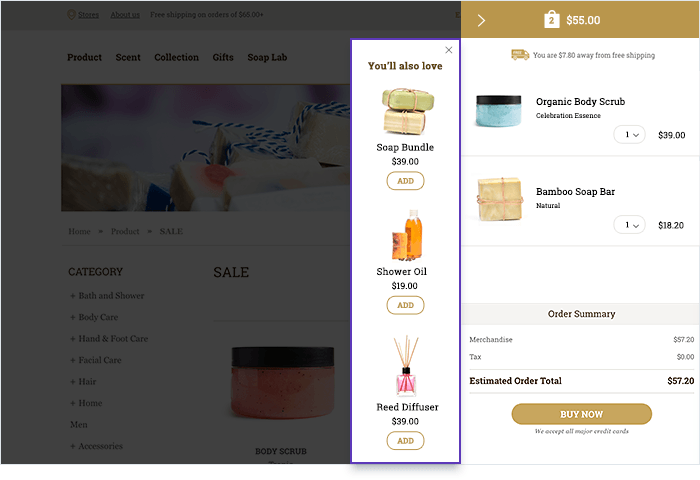 Uso de las recomendaciones de carrito para aumentar que las visitas compren productos complementarios