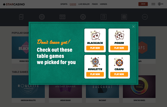 Display recommendations or content when site visitors show signs of leaving