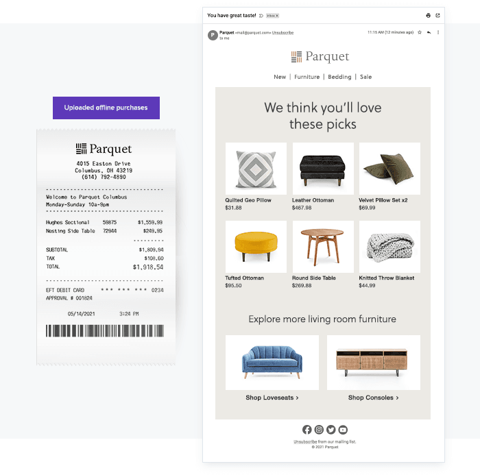 Email personalized recommendations to users who never purchased online