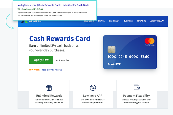 Delivering a continuous experience from ads to landing pages