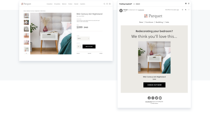 Personalize email content based on browsing activity